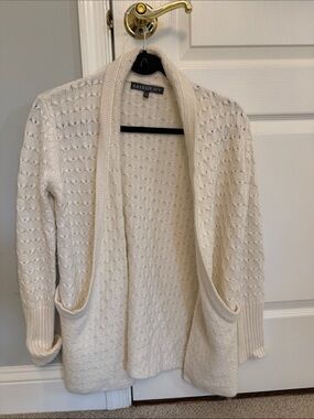 Brixon Ivy Cream Open-Front Textured Knit Cardigan